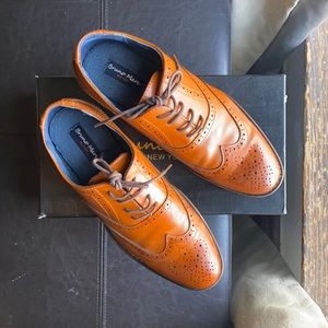 Boys Bruno Marc brown cognac leather Oxford shoes